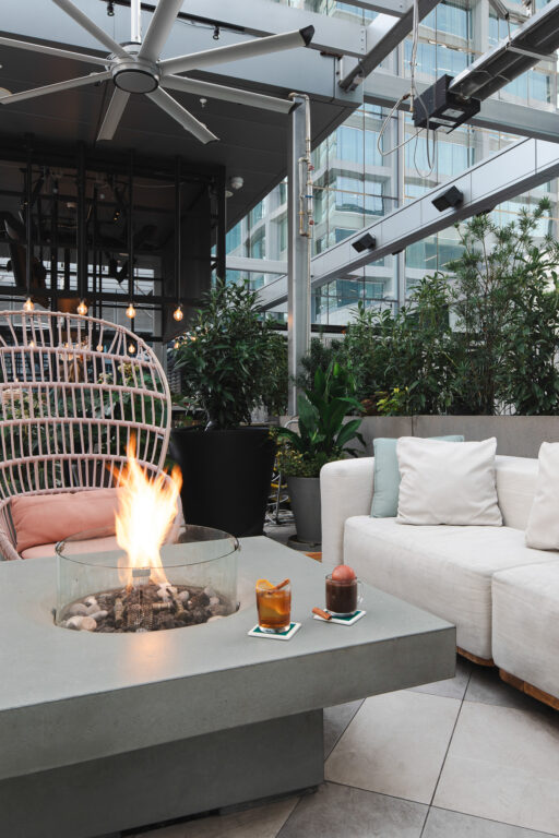 Charlotte JW Marriott rooftop bar with cocktails