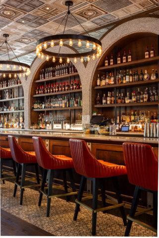 Photography of the design of the bar in the Restoration Hotel in Asheville NC