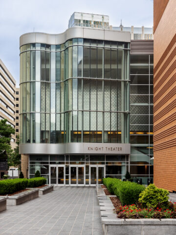 The Knight Theatre building's exterior in Charlotte NC photography